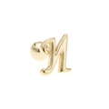 Detailed view of polished 18K gold letter M earring with minimalist screw ball back design - Letter N / Gold