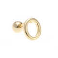 Detail of 18K gold letter earring with a smooth finish and ball screw-back design - Letter O / Gold