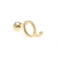 Detailed view of golden letter Q stud earring with 18K gold plating and screw back ball - Letter Q / Gold