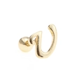 Macro view of cursive letter V stud earring in 18K gold finish with secure ball screw back - Letter U / Gold