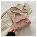 Sac à main rose avec nœud, cristal en forme de cœur et bandoulière polyvalente - Rose