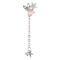 Close-up of long chain butterfly earrings with pink gemstone and floral accents - Butterfly Flower Long Tassel Style (EGD0068) / White K (Silver Color)