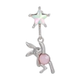 Oorpiercing sieraad met iriserende ster en roze edelsteen konijn hanger - Ster Konijn / Zilver
