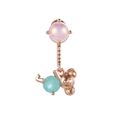 Roségouden navelpiercing met een schattige beer hanger en roze en blauwe edelstenen - Beer Stijl / Roségoud