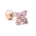 Minimalist rose gold floral cartilage stud with four lavender gems and screw back - Rose Gold Plated Pink Stone