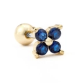 Golden clover stud earring with dark blue stones and screw back ball closure - Ink Blue Four-Leaf Clover Style (EGD0171 Ink Blue) / Gold