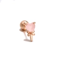 Orecchino per cartilagine con cuore rosa e fiocco oro rosa con chiusura a sfera - Bacchetta di Cuore (EGD0048) / Oro rosa