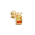 Puce d'oreille boîte à jus plaquée or 18 carats avec zircons jaunes et rouges - Boîte de Boisson (EGD0046) / Or