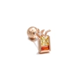 Clou d'oreille brique de jus plaqué or 18K avec cristaux jaunes et oranges - Boîte de Boisson (EGD0046) / Or rose