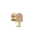 Clou d'oreille popsicle rose strassé plaqué or 18 carats avec fermoir à vis sécurisé - Esquimau (EGD0047) / Or