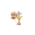 Puce d'oreille cocktail en or 18K avec zircon jaune et fermoir à vis sécurisé - Verre à Cocktail (EGD0050) / Or rose