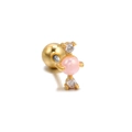 Boucle d'oreille en or 18K avec sphère d'opale rose et accents de zircon scintillant - Opale Rose Trois Pierres (EGD0051) / Or