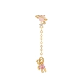 Golden drop earrings with pink heart stone, star charm and teddy bear pendant design - Long Gold Style (EGD0301)