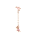 Detail of rose gold heart star and bear earrings with pink cubic zirconia stones - Long Rose Gold Style (EGD0301)