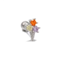 Clou d'oreille en forme de glace avec zircons tricolores et fermoir à vis en or 18 carats - Glace Tricolore (EGD0044) / Argent