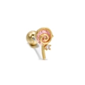 Clou d'oreille sucette rose fini or 18K avec fermoir boule et accent de zircon - Sucette (EGD0045) / Or