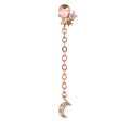 Rose gold moon and star cartilage earring with pink opal and dangling chain detail - Star Moon Long Tassel Style (EGD0067) / Rose Gold