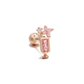 Clou d'oreille coupe rose en or rose 18K avec accents floraux en zircone cubique - Gobelet Rose (EGD0049) / Or rose