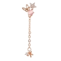 Rose gold butterfly earrings with pink cat eye stone and dainty floral chain design - Butterfly Flower Long Tassel Style (EGD0068) / Rose Gold