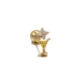 Clou d'oreille martini sucette avec pierre triangulaire jaune et vis en or 18 carats - Verre à Martini (EGD0050) / Or