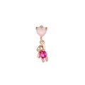 Boucle d'oreille ours et cœur rose en plaqué or 18 carats avec cristaux brillants - Ours Cœur Pierre Rose (EGD0074) / Or rose