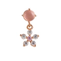 Boucle d'oreille en or rose 18K avec pierre œil de chat rose et pendentif fleur en zircon - Fleur Pierre Ronde (EGD0073) / Or rose