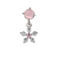 Boucle d'oreille gemme rose et pendentif fleur en cristal blanc doré à l'or fin 18K - Fleur Pierre Ronde (EGD0073) / Argent