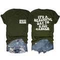 T-shirt infirmière oncologie vert armée avec slogan au dos et short en jean vieilli - Vert Armée (Police Blanche)