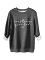 Detail of gray wrestling grandma sweatshirt showing thick white fleece lining for warmth - Dark Gray