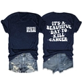 Détail du slogan Oncology Nurse et de l'imprimé blanc sur un t-shirt bleu marine à col rond - Bleu Marine (Police Blanche)