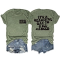 Vues détaillées avant et arrière d'un t-shirt d'infirmière en oncologie avec lettrage - Vert Olive (Police Noire)
