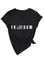 Détail d'un T-shirt en coton à col en V avec imprimé drapeau Freedom Charlie Kirk - S / Noir (Imprimé Blanc)