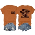 Vue détaillée du dos du t-shirt d'infirmière en oncologie avec texte artistique - Orange Brûlé (Police Noire)