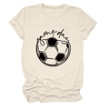 Détail de la texture en coton et de l'imprimé foot game day sur un t-shirt beige - S / Sable (Police Noire)
