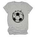 Close-up of rolled sleeves and Game Day football print on grey cotton t-shirt - S / Light Gray (Black Font)