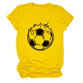 Detail shot of bright yellow game day cotton t-shirt with soccer ball graphic print - S / Yellow (Black Font)