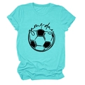 Detail of turquoise Game Day t-shirt featuring football print and rolled sleeve cuffs - S / Deep Water Blue (Black Font)