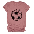 Close-up of Dusty Rose t-shirt fabric featuring black Game Day lettering and soccer ball design - S / Rose Gold (Black Font)