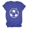 Detail of blue Game Day soccer t-shirt featuring hand-drawn graphic and rolled sleeves - S / Retro Blue (White Font)