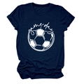 Detail of navy blue game day t-shirt featuring football print and folded sleeve cuffs - S / Navy Blue (White Font)