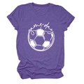 Detail of purple cotton blend fabric and white football game day graphic on a round neck T-shirt - S / Purple (White Font)