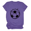 Detail of purple cotton blend T-shirt with game day football graphic and rolled sleeve cuffs - S / Purple (Black Font)