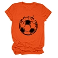 Detail of orange game day t-shirt featuring football print and rolled sleeve cuffs - S / Orange (Black Font)