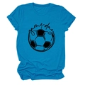 Detail of royal blue cotton T-shirt featuring a soccer ball and game day graphic print - S / Lake Blue (Black Font)