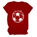Detail of red cotton t-shirt with white game day football print and folded sleeve design - S / Red (White Font)