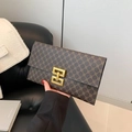 Pochette vintage marrone con monogramma e fibbia in metallo dorato lucido da donna - Stile Chiusura a Busta (9010) / Monogramma Caffè