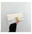 Elegante pochette a busta bianca con trama intrecciata e fibbia geometrica dorata - Bianco Trecce