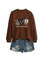 Brown peace love coffee crewneck sweatshirt with leopard print and iced coffee design - Coffee (White Print)