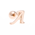 Artistic 18K rose gold plated letter A stud earring with secure screw ball back - Letter A / Rose Gold