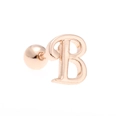 Minimalist 18K gold letter B piercing stud with secure screw ball back closure - Letter B / Rose Gold